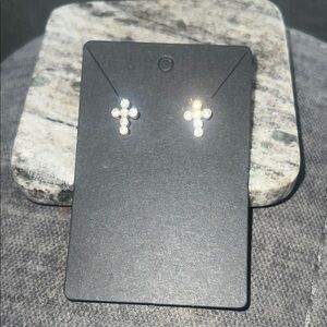 Sparkling Gold Tone Cross Earrings